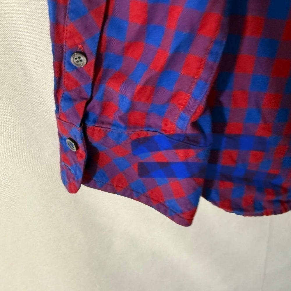 Talbots Plaid Button Up Shirt Medium 100% Cotton Long Sleeve Top - Picture 4 of 6